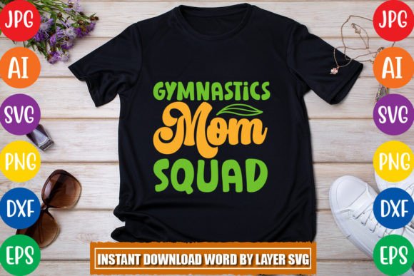 Gymnastics Mom Squad Retro: A Vibrant Graphic for T-Shirt Designs