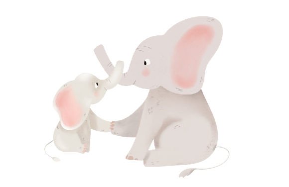 Mom and Baby Elephants, Watercolor: A Versatile Graphic Design Asset for Mother’s Day Crafts