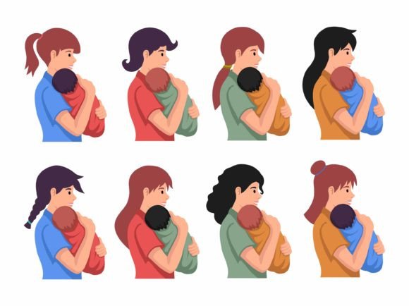 Mom Holding Baby Illustration: A Versatile Graphic Design Asset for Content Creators