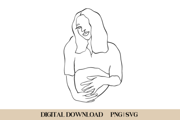 Pregnant Mom Line Art: A Versatile Graphic Design Asset for Content Creators