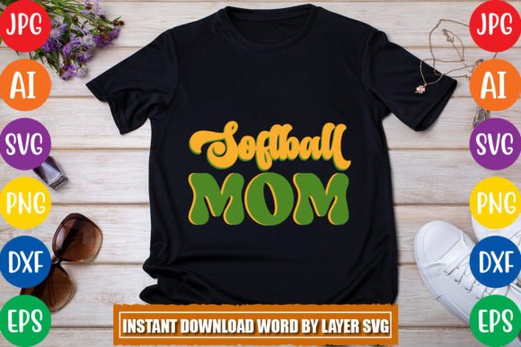 Softball Mom Retro: A Nostalgic Embroidery Design for Real Projects